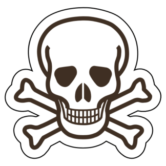 Skull Cross Bones Sticker (Brown)
